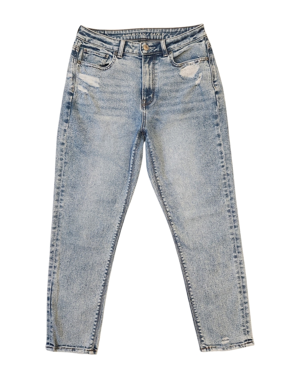 Light Wash Mom Jeans with Subtle Distressing